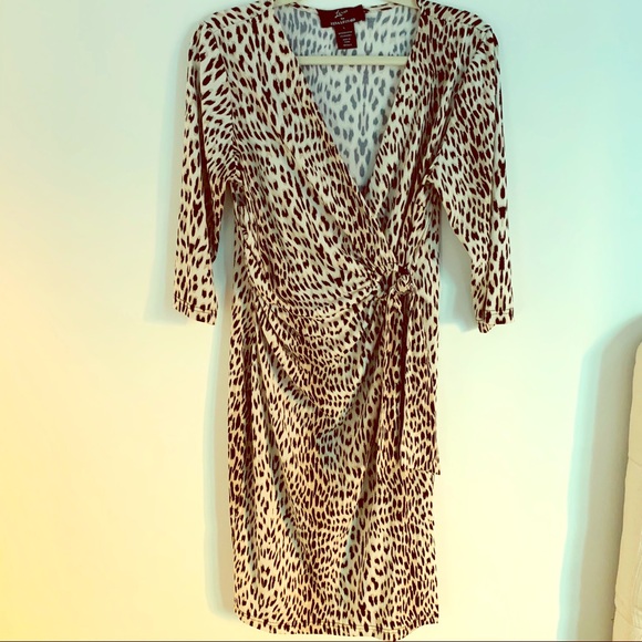 nina leonard faux wrap dress